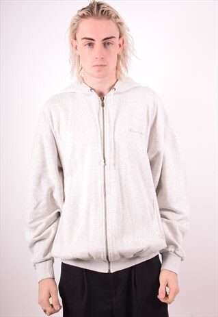 CHAMPION MENS VINTAGE HOODIE JACKET XXL GREY 90S