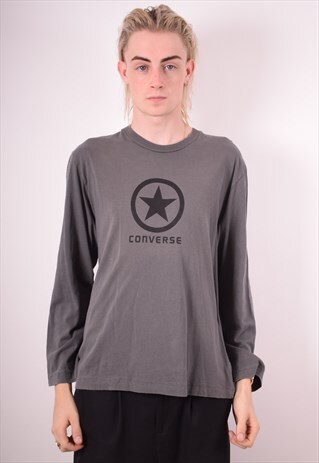 CONVERSE MENS VINTAGE TOP LONG SLEEVE XL GREY 90S