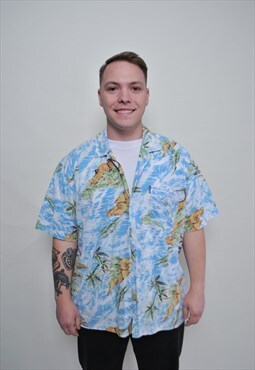 Hugo Boss Hawaiian shirt, 90s summer vocation button down