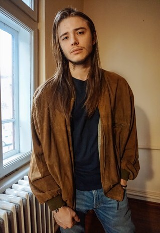 VINTAGE BROWN SUEDE BOMBER