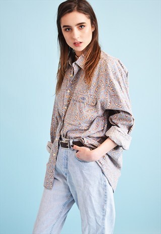 90'S RETRO PAISLEY PRINT OVERSIZED DADS SHIRT TOP