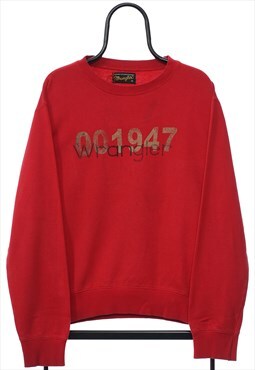 Vintage Wrangler Spellout Red Sweatshirt Mens