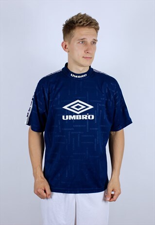 VINTAGE UMBRO LAMPAS MONOGRAM BIG LOGO MENS T-SHIRT JERSEY