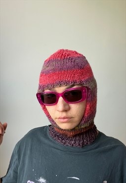 Pink Mix Colors Knitted Hand Made Balaclava