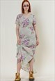 VINTAGE 90S GRUNGE MAXI FLORAL PURPLE&GREEN LAYER DRESS S/M