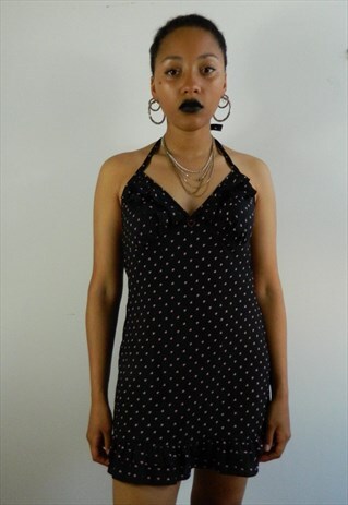 BLACK SLIP WITH PINK HEART PRINT