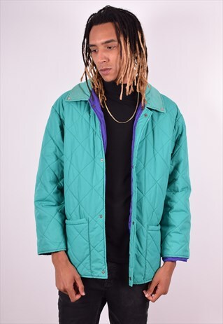 FILA MENS VINTAGE QUILTED JACKET LARGE GREEN 90S