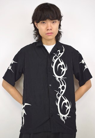 VINTAGE 90S BLACK TATTOO PRINT SHIRT