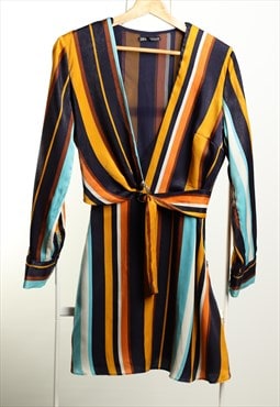 Vintage Zara Long Sleeves Striped Wrap Dress 