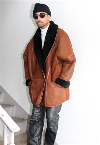 VINTAGE 90S SHEARLING BROWN COAT