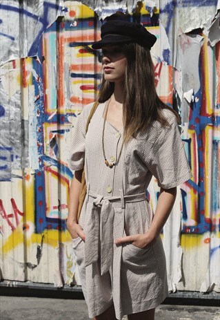PRETTY 60'S CHECKED PLAYSUIT