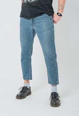 Vintage Straight Fit Cropped Jeans in Blue Denim