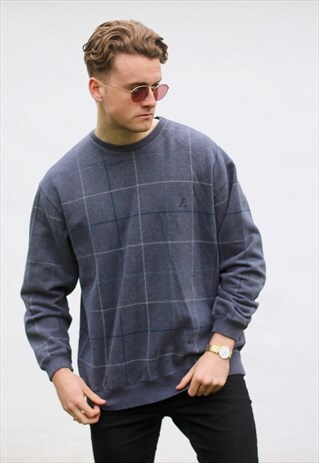NAUTICA USA 90S MINIMALIST WINDOWPANE CHECK SWEATSHIRT