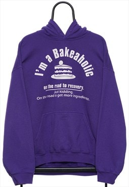Vintage Bakeaholic Graphic Purple Hoodie Mens