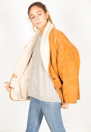 VINTAGE 80S WINTER SHEEPSKIN COAT / R071
