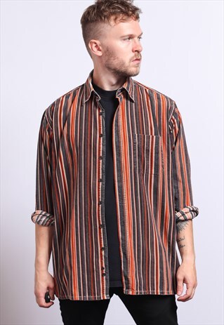VINTAGE CORDUROY CORD STRIPED SHIRT