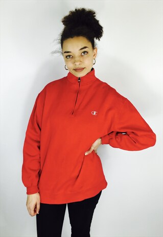 CHAMPION RED ZIP UP SWEATSHIRT