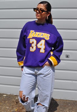 Vintage Y2K reworked LA Lakers basketball jersey sweatshirt
