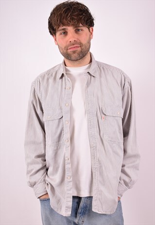 LEVI'S MENS VINTAGE SHIRT LARGE WHITE STRIPES 90S