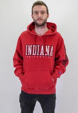 VINTAGE CHAMPION USA HOODIE IN RED