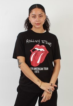 Vintage rolling stones north America tour 1975 black t shirt