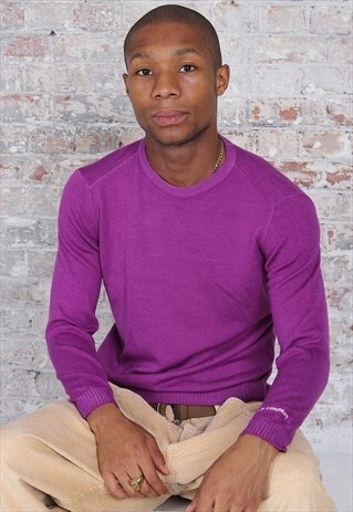 VINTAGE C.P. COMPANY KNIT SLEEVE LOGO JUMPER PURPLE