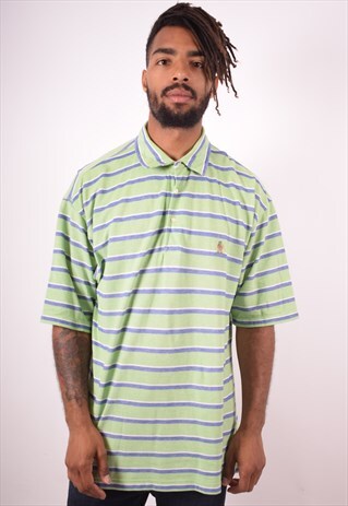 TOMMY HILFIGER MENS VINTAGE POLO SHIRT XXL GREEN STRIPES 90S