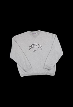 Vintage 90s Reebok Spellout Logo Sweatshirt in Grey