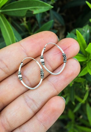 STERLING SILVER OVAL BALI HOOPS