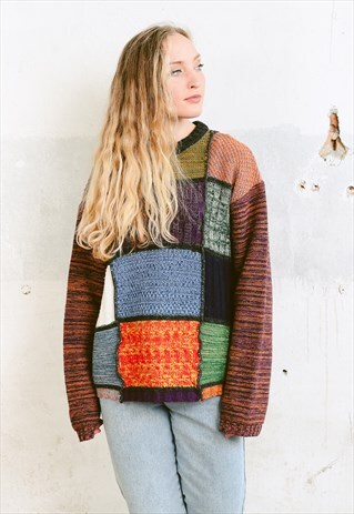 VINTAGE 80S PATCHWORK HIPPIE JUMPER
