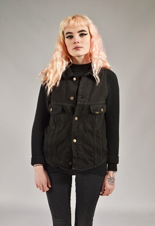 VINTAGE LEE SLEEVELESS BLACK DENIM JACKET
