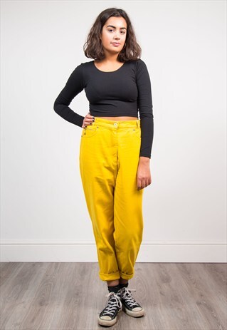90'S VINTAGE BRIGHT YELLOW MOM JEANS