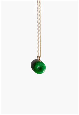 Medallion green jade stone pendant necklace