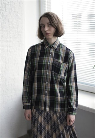 VINTAGE 80'S PLAID WOOL SHIRT