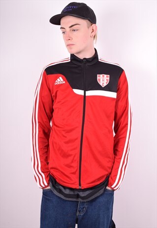 ADIDAS MENS VINTAGE TRACKSUIT TOP JACKET SMALL RED 90'S