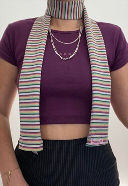 Celiapops Tate skinny scarf in multi-tone stripe