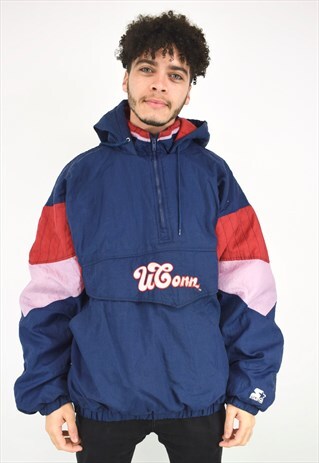 VINTAGE 90'S STARTER BLUE, PINK AND RED 1/4 ZIP JACKET
