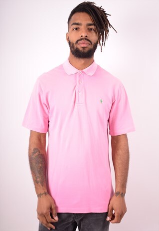 RALPH LAUREN MENS VINTAGE POLO SHIRT SMALL PINK 90S