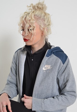 VINTAGE NIKE ZIP UP HOODIE GREY