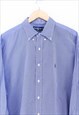 VINTAGE RALPH LAUREN SHIRT BLUE CHECKERED WITH CHEST LOGO 
