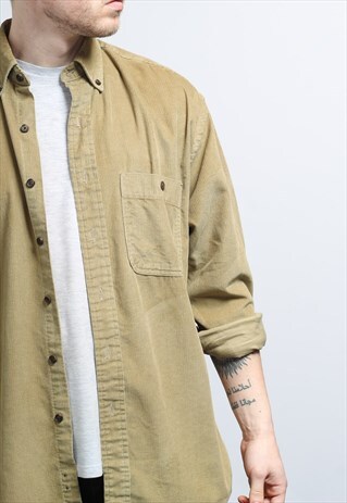 VINTAGE CORDUROY CORD SHIRT BROWN