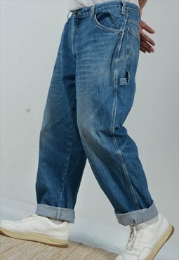 Vintage 90s Dickies Workwear Jeans Blue Loose Fit Size 38"