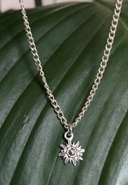 Silver Plated Tiny Sun Necklace