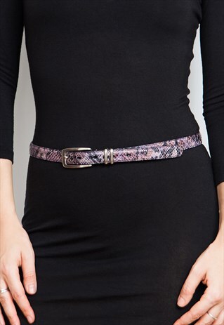 SNAKE TEXTURE PURPLE LEATHER BELT