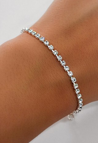 VERITY SILVER DIAMANTE BRACELET RHINESTONES JEWELRY PARTY