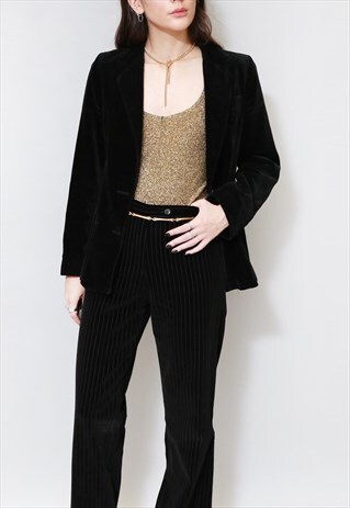 VINTAGE 1970'S BLACK TAILORED VELVET JACKET