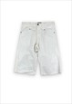 NO FEAR VINTAGE Y2K WHITE BAGGY SHORTS BUTTON AND ZIP FLY