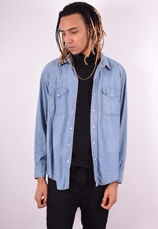 MENS VINTAGE SHIRT XL BLUE 90'S