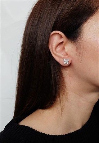 CZ BUTTERFLY STERLING SILVER EARRING