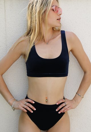 NAVY VELVET BIKINI TOP